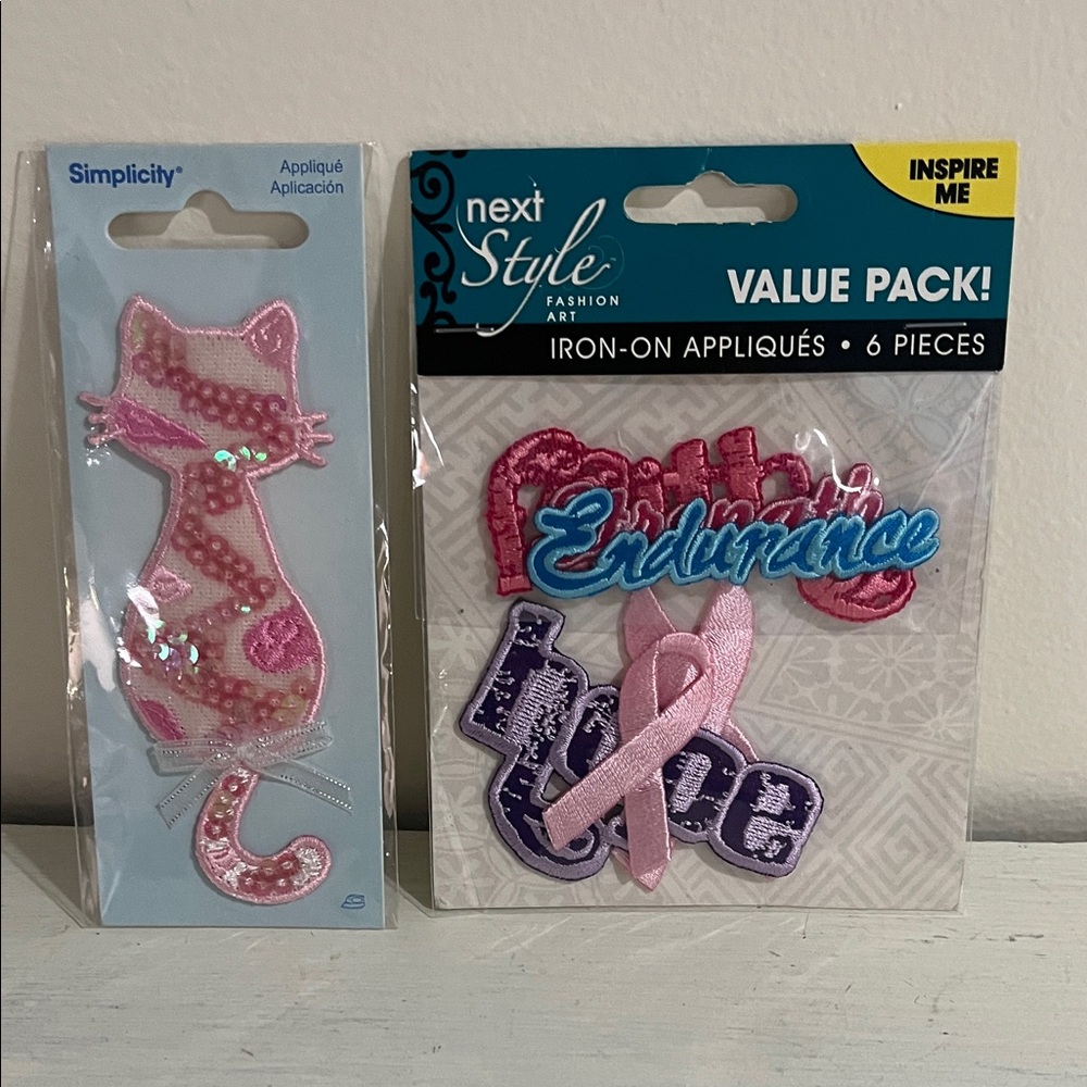 Breast Cancer Iron on Applique with bonus pink kitty